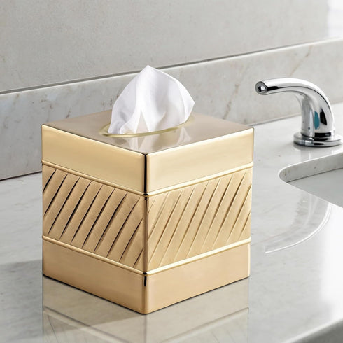 Handcrafted Wave Embossed Metal Square Tissue Box Cover